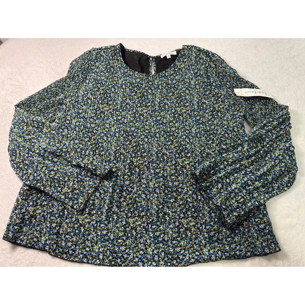 Cloud Chaser‎ Floral Print Smocked Long Sleeve Blouse Tunic Bell Sleeves XL